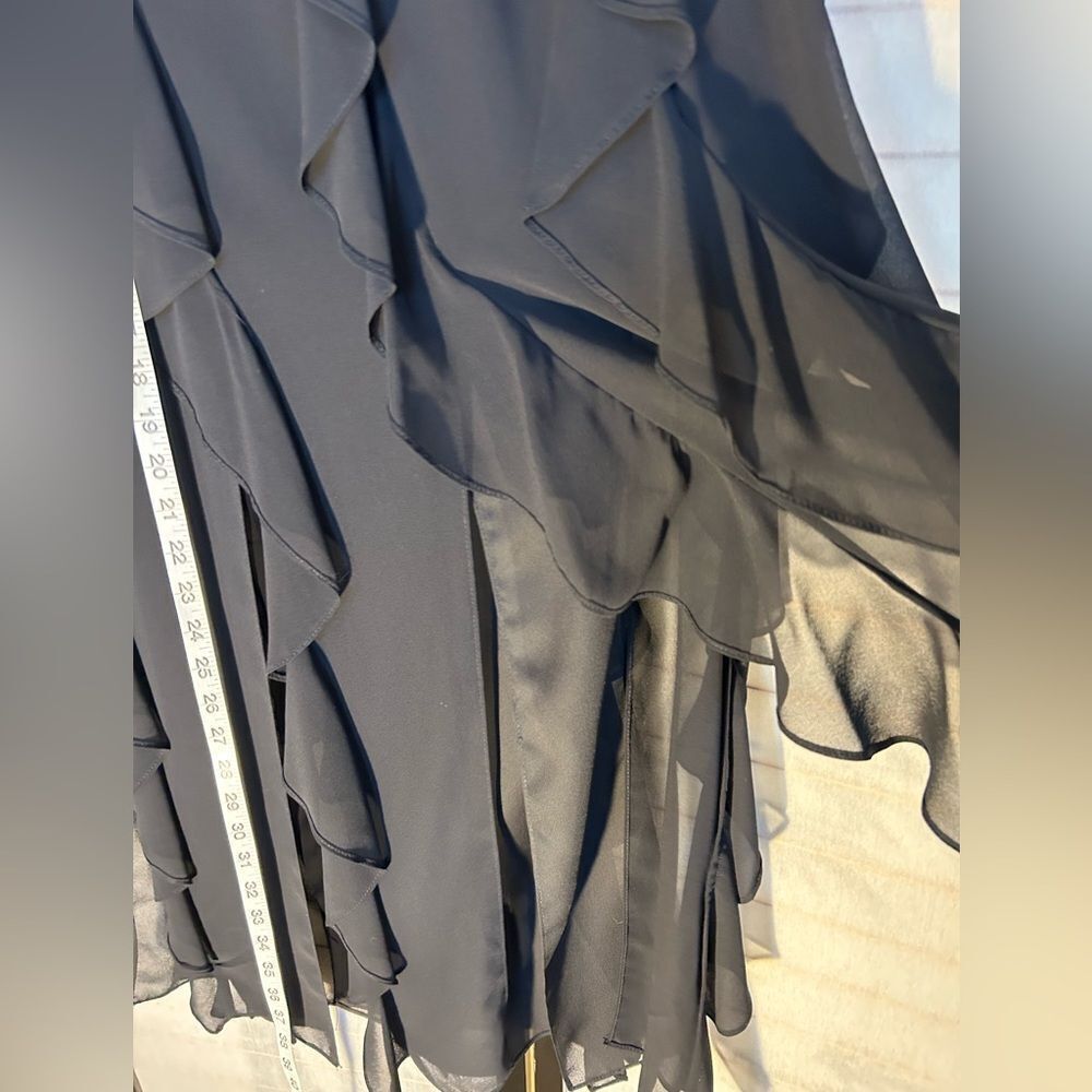 New Xscape Black Tiered Ruffle Semi Sheer Feminine Witchy Romantic Maxi Skirt 8 - Picture 7 of 11
